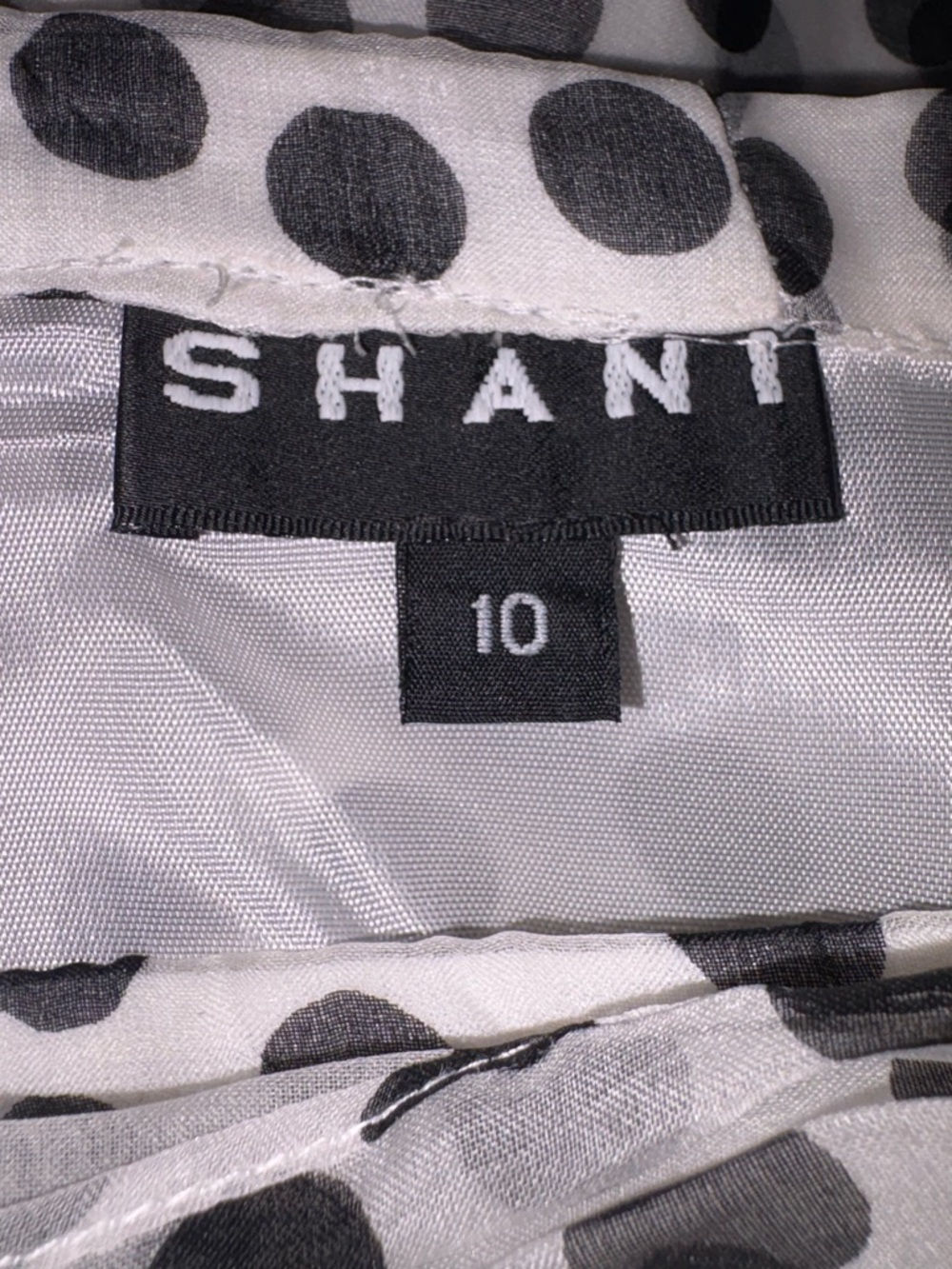 Shanty Polka Dot Layered Skirt Size 10 Sheer Overlay Tie Waist Black White - Picture 5 of 11
